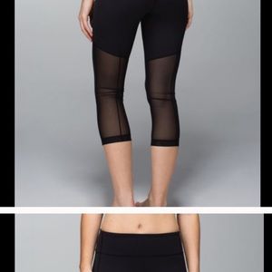 Lulu lemon Capri leggings with sheer backs size 6